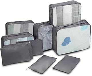 Travel Packaging Cube Packing Cubes 10 Different Sizes Travel Luggage Packing Organizers Pouches Travel Bags Suitcase Organizer Bags (10 Piece, Grey)