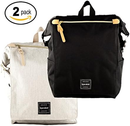 Kjarakär Backpack Bundle; (1 Black, 1 Grey) Small Backpack, Laptop Backpack, Diaper Bag, Travel Backpack