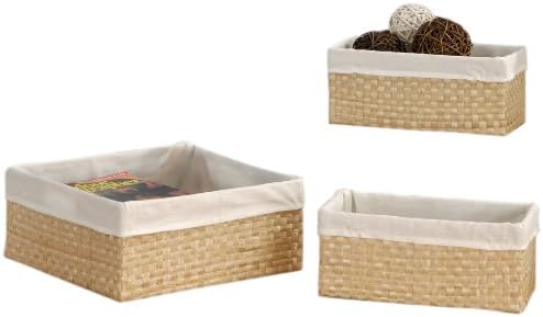 Organize It All Woven Seagrass Decorative Baskets with Removable Liner - Set of 3