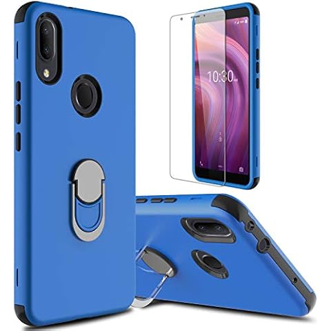 lovpec Alcatel 3V 2019 Case with Soft TPU Screen Protector, Ring Magnetic Holder Kickstand Shockproof Protective Phone Cover Case for Alcatel 3V 2019 6.7 inches (Blue) Cover