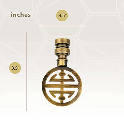 Image of Royal Designs, Inc. Oriental Happiness Symbol Finial with Fan Pull Chain, Antique Brass - Pack of 1