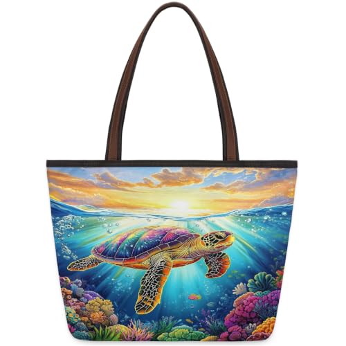 Sac fourre-tout tortue de mer, le grand sac à main cadeau pour femme