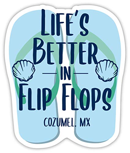 Cozumel México Souvenir 4 Inch Fridge Magnet Flip Flop Design