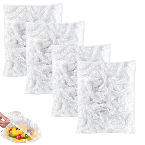 agogue 400 unidades de film transparente con goma elástica, cubiertas para alimentos, capucha elástica, ideal para frutas, verduras y cuencos, uso versátil