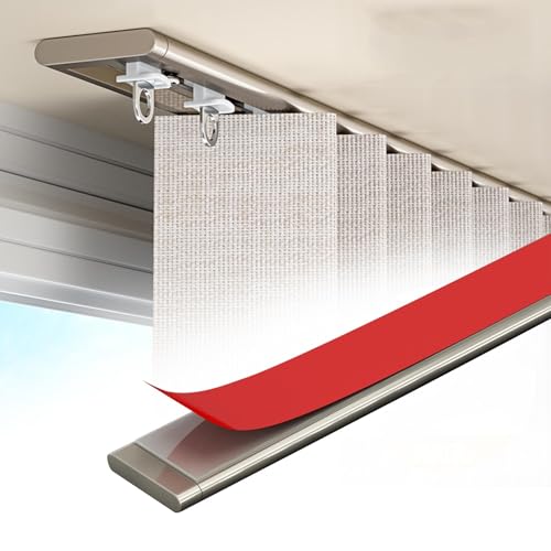 Sistema de riel de cortina de aluminio ultrafino adhesivo para cortinas correderas, divisor de habitación y privacidad de ventana, color champán, 4 m