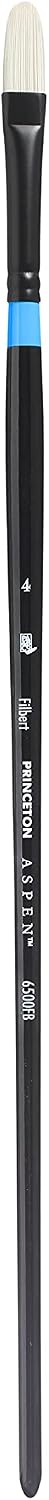 Princeton Aspen, Series 6500, Synthetic Paint Brush for Acrylics and Oils, Filbert, 4