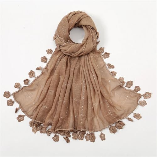 Flower Tassel Cotton Hijab Muslim Women Viscose Shawl Scarf Sequin Pashmina Wrap Scarves Glitter Hijabs3