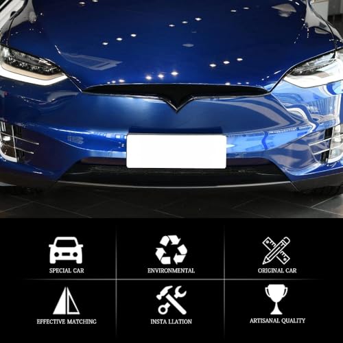 Image of ABS Piano Black Front Grille Trim for Tesla Model X 2016-2020 | Front Grille Insert Molding Trim1PCS, Shields Front Grille Surface From Scratches, Dustproof & Easy To Clean