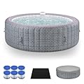 Inflatable Hot Tub Spa, Portable Spa Set for 4-6 Person, Inflatable Bubble Massage Tub with 130 Soothing Jets, Built in Heater Pump and 6 Filter Cartridges (Round)