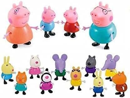 HRS Enterprise Papa Pig Family Set of 14 Best Gift for Kids - Papa Pig, George, Daddy Pig, Mommy Pig, Granny Pig, Grandpa Pig,Soft Rubber face (Pig 14)