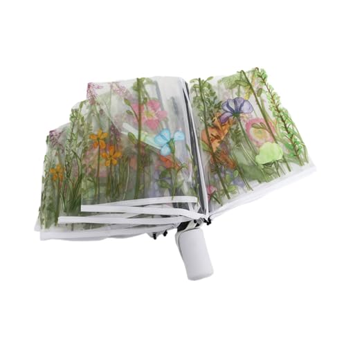 Paraguas de lluvia transparente floral con toldo de PVC para proteger tus viajes diarios