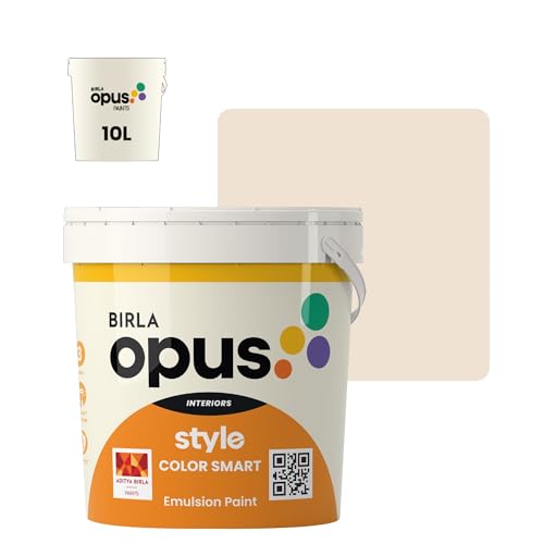 Image of Birla Opus Style Color Smart Premium Interior Emulsion Paint-10L, Clouds Of Butter Colour, Smooth Matt Finish-Superior Coverage, Washable, Non Chalking-For Bedroom, Living Room, Office|Get 10% More Free