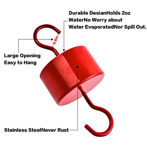 Extra Large Ant Moat for Hummingbird feeders, Guard Accessory Hooks for Oriole Feeders, Large Size Get Rid of All Ants in Nectar Feeder for Outdoors (2 Hook + 2 Brush)(Red) - Thumbnail 3