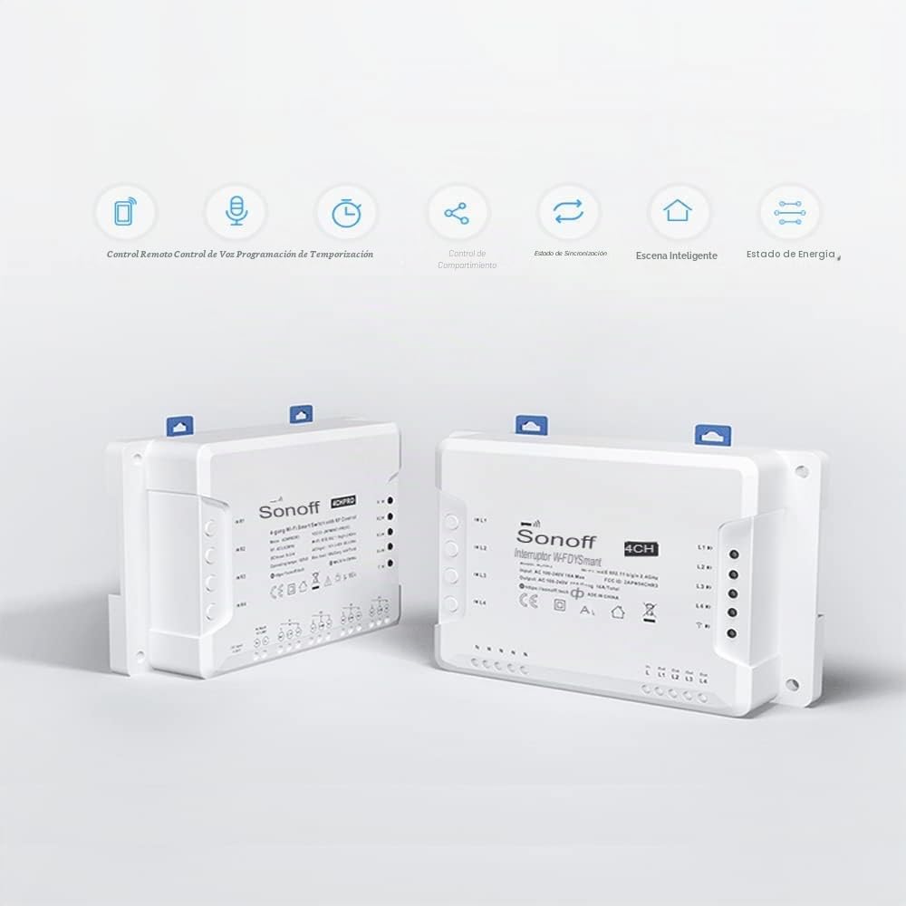 Interruptor conectado WiFi y 433 Mhz de 4 canales - Sonoff