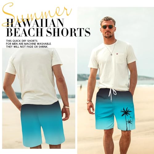 Men's Hawaiian Swim Trunks with Mesh Lining & Pockets Quick-Dry Beach Shorts for Swimming Surfing Tropical Vacation3