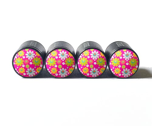 Flower Bouquet (Style 6) Tire Valve Stem Caps - Set of Four - Fits on All Vehicles