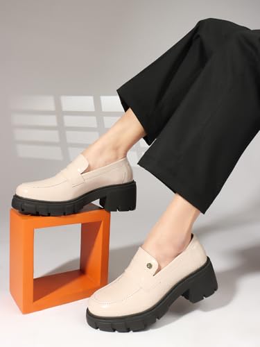 Image of Carlton London Chunky Heel Loafers for Women - Classic Style with Modern Comfort - Perfect for Work & Everyday