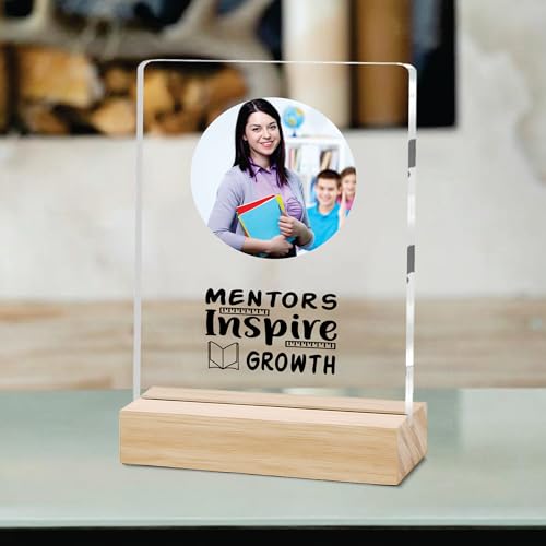 Image of Giftplease Best Teacher Plaque | Personalized Photo Frame with Wooden Stand | Appreciation Gift for Teachers | Teacher's Day Retirement Farewell Gift (Custom Photo & Text CTH 08