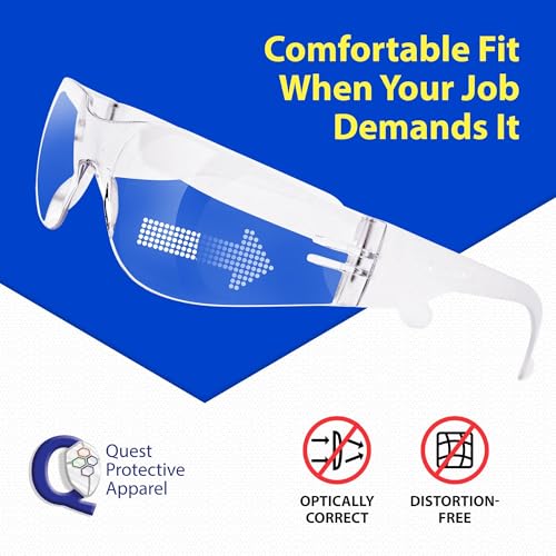 Quest Protective Apparel Safety Glasses for Men and Women - Anti Fog Safety Goggles for Shooting, Lab, or Construction – Polycarbonate Eye Protection [Clear & Pack of 3] - Thumbnail 3