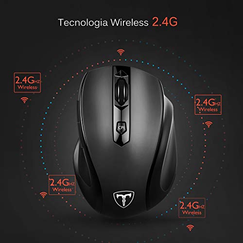 VicTsing Mouse Wireless 2400DPI, Mouse Senza Fili 2.4G con Ricevitore Nano, 24 Mesi di Batteria Durata, Compatibile con Windows 10/8/7/XP/Vista, per PC Mac, Nero