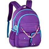 Mochila Grande Juvenil Escolar Enfeitada Costas Roxa