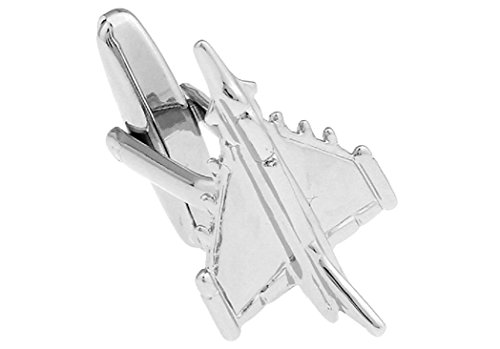 MRCUFF Airplane Plane Jet Fighter Triangle Wings Pilot Military Pair Cufflinks in Presentation Gift Box & Polishing Cloth