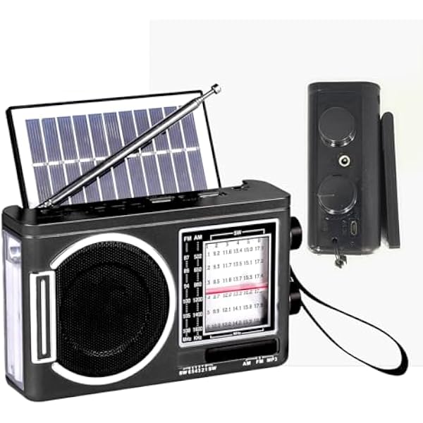 Przenośne Radio AM/FM, Radio FM Zasilane Energią Słoneczną Z Diodą LED, Campingowy Gadget Z Teleskopową Anteną i Oświetleniem do Użytku W Domu, Podróży i Na Zewnątrz