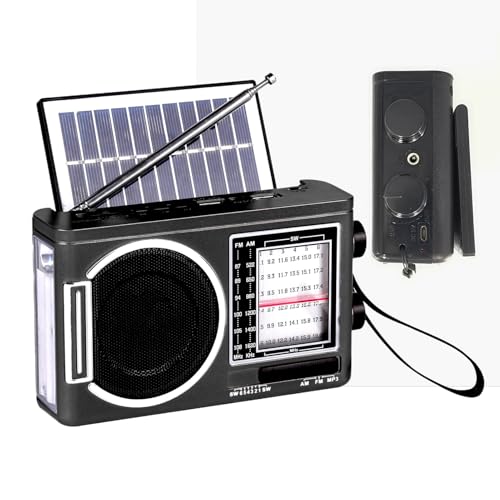 Radio solar portátil con MP3 y linterna LED para acampadas al aire libre