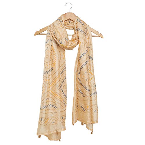 Image of DUPATTA BAZAAR Woman's Printed Bandhini Silk dupatta