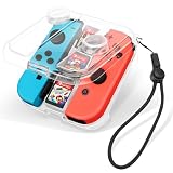 FYY Switch Joycon Case Compatible with Nintendo Switch Joy-Con - Portable Dust-Proof Clear Joycon Case with 3 Game Cards Holders and Wrist Strap, Nintendo Switch Joycon Accessories Travel Case