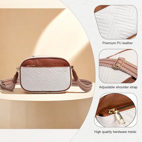 Fashion Crossbody Bags for Women Vegan Leather Quilted Crossbody Purses Shoulder Bag with Wide Strap4