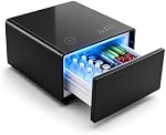 Table à café intelligente avec réfrigérateur, 65L Tiroir de réfrigérateur intégré, haut-parleur Bluetooth, 15W Charge sans fil, USB Ports, LED Éclairage, Table Compact pour Chambre à coucher, Noir