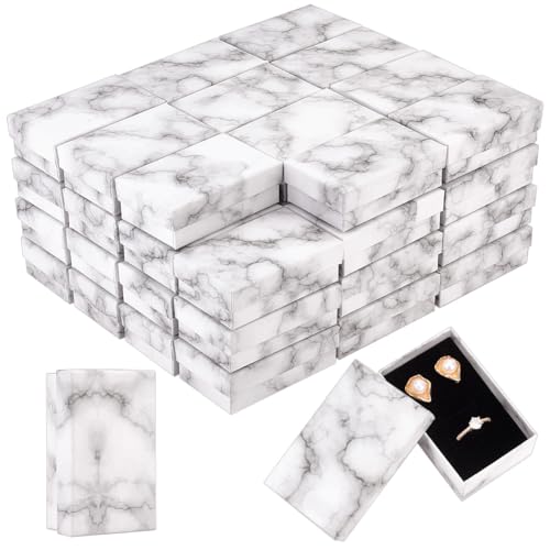 PH PandaHall 50 Pack Marble Jewelry Gift Boxes White Cardboard