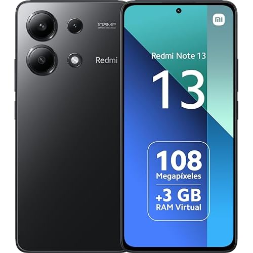 Xiaomi Redmi Note 13 4G – Smartphone de 8+128 GB, Pantalla de 6,67″ AMOLED FHD+ 120Hz, Snapdragon 685, Triple cámara de hasta 108MP, Carga rápida 33W, Negro (Versión ES)