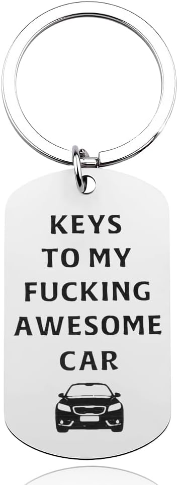 Funny Car Keychain Keyring for Men Women New Drivers Car Gifts Stainless Steel Cars Keys Organizer for Dad Grandfather Father Day Gifts Funny Cars Accessory Key Holder