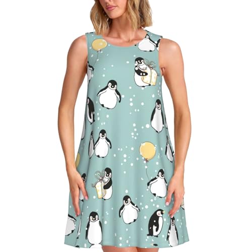 Robe d'été sans manches avec imprimé pingouin et flocons originale
