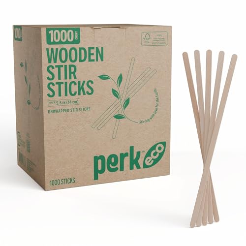 Perk Wood Coffee Stirrers, Disposable, 1,000-Pack