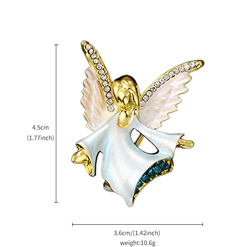 Rhinestone Angel Wing Brooch Pin For Women Girls Gold Plated Fashion Cute Crystal Brooches Lapel Pins Dainty Dress Accessories Protection Prayer Christmas Jewelry Gift #TOP5