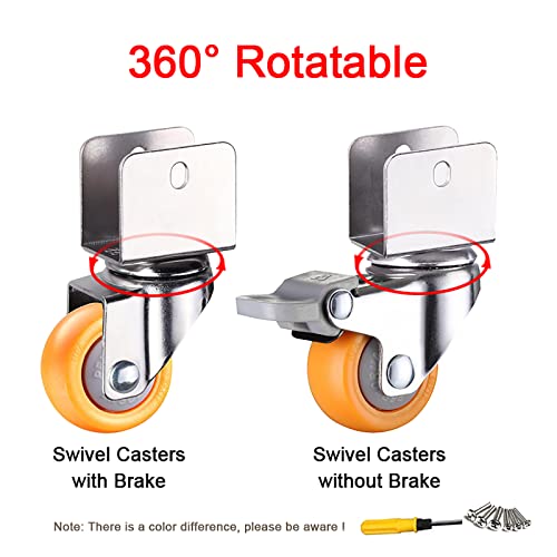 Roulette pivotante silencieuse avec frein en U 16mm pour lit bébé