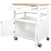 eHemco Kitchen Island Cart on Wheels with Drawer, Storage Cabinet, Shelf and Natural Bamboo Top Butcher Block, White Base