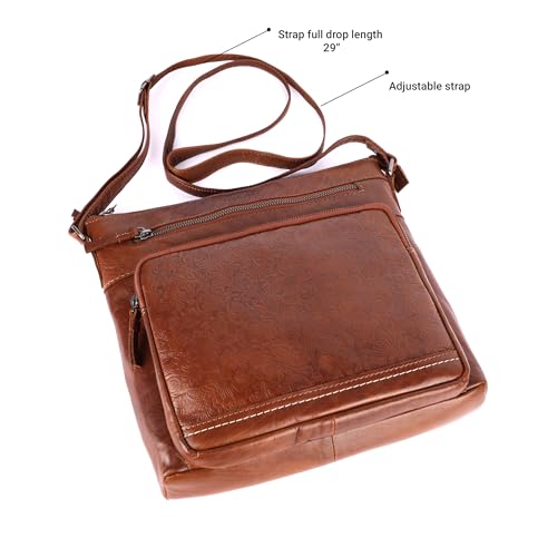 Image of LEDERBUCK Olga Women's Extra-Large Genuine Leather Crossbody Purse - Soft Triple-Zip Shoulder Bag