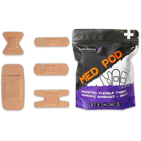 Lightning X Heavy Duty Flexible Fabric Assorted Adhesive Bandages for First Aid Kits | Pack of 100 | 5 Sizes Cover