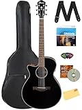 Ibanez AEG50L AEG Left-Handed Acoustic-Electric Guitar - Black High Gloss Bundle with Gig Bag, Strap, D'Addario Strings, Picks, Austin Bazaar Instructional DVD, and Polishing Cloth