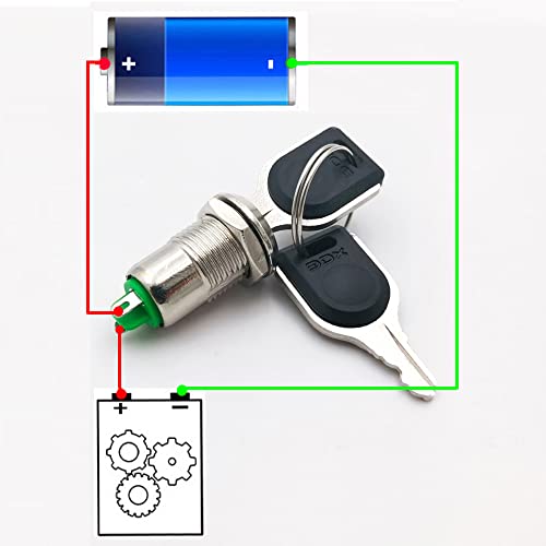 Gebildet 12mm On/Off Metal Key Lock Switch Prewired Key Switch Lock Maintained Latching Key Switch(Pack of 4)