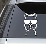 acrazyfool decals Llama with Sunglasses White 6” Vinyl Decal Sticker Car Laptop Yeti Windows, Walls, Laptops, ipads, etc, 6 in