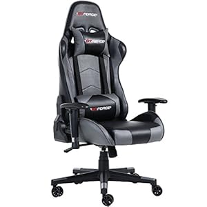 PRO FX RECLINING SPORTS RACING GAMING OFFICE DESK PC CAR FAUX LEATHER CHAIR (Grey)