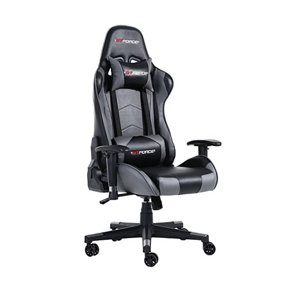 PRO FX RECLINING SPORTS RACING GAMING OFFICE DESK PC CAR FAUX LEATHER CHAIR (Grey)