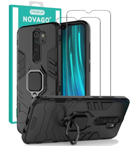 Compatible Xiaomi Redmi Note 8 Pro Coque anti chute avec anneau béquille + 2 Films vitre écran en Verre trempé résistant - vue 2