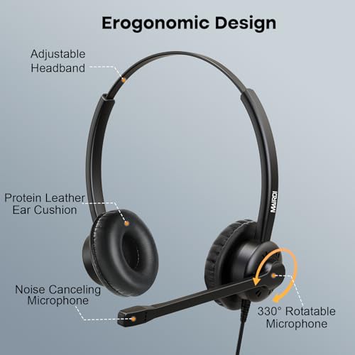 Casque écouteur centre d'appel micro antibruit MAIRDI jack 2,5 mm Grandstream Polycom
