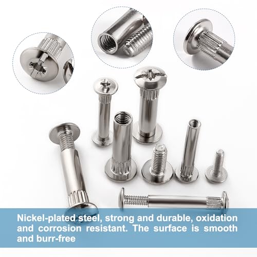VooGenzek 20 PCS Φ5/Φ8 mm Connecting Bolts with M4/M6 Screws, Nickel Furniture Fastener for Cabinet Cupboard Joining System, 31-40 mm - Image 3